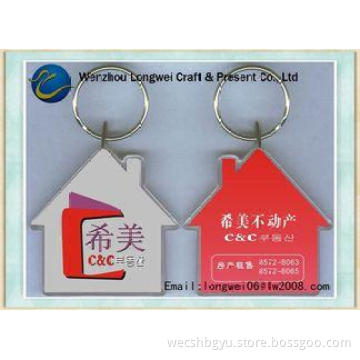 Funny House Acrylic Keychain / Blank Gift Keyring With Comp